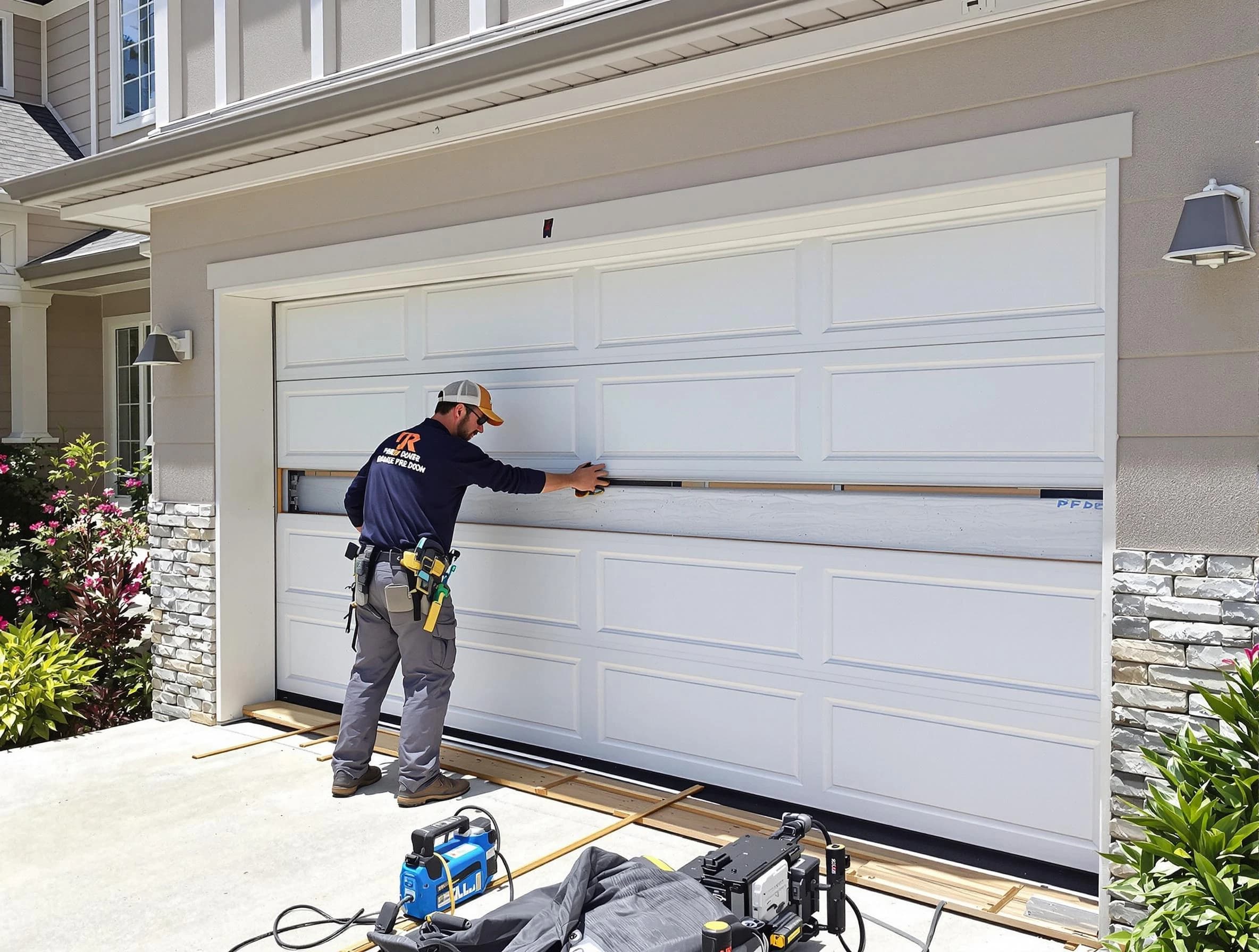 Perth Amboy Garage Door Repair team performing complete garage door replacement at Perth Amboy residence