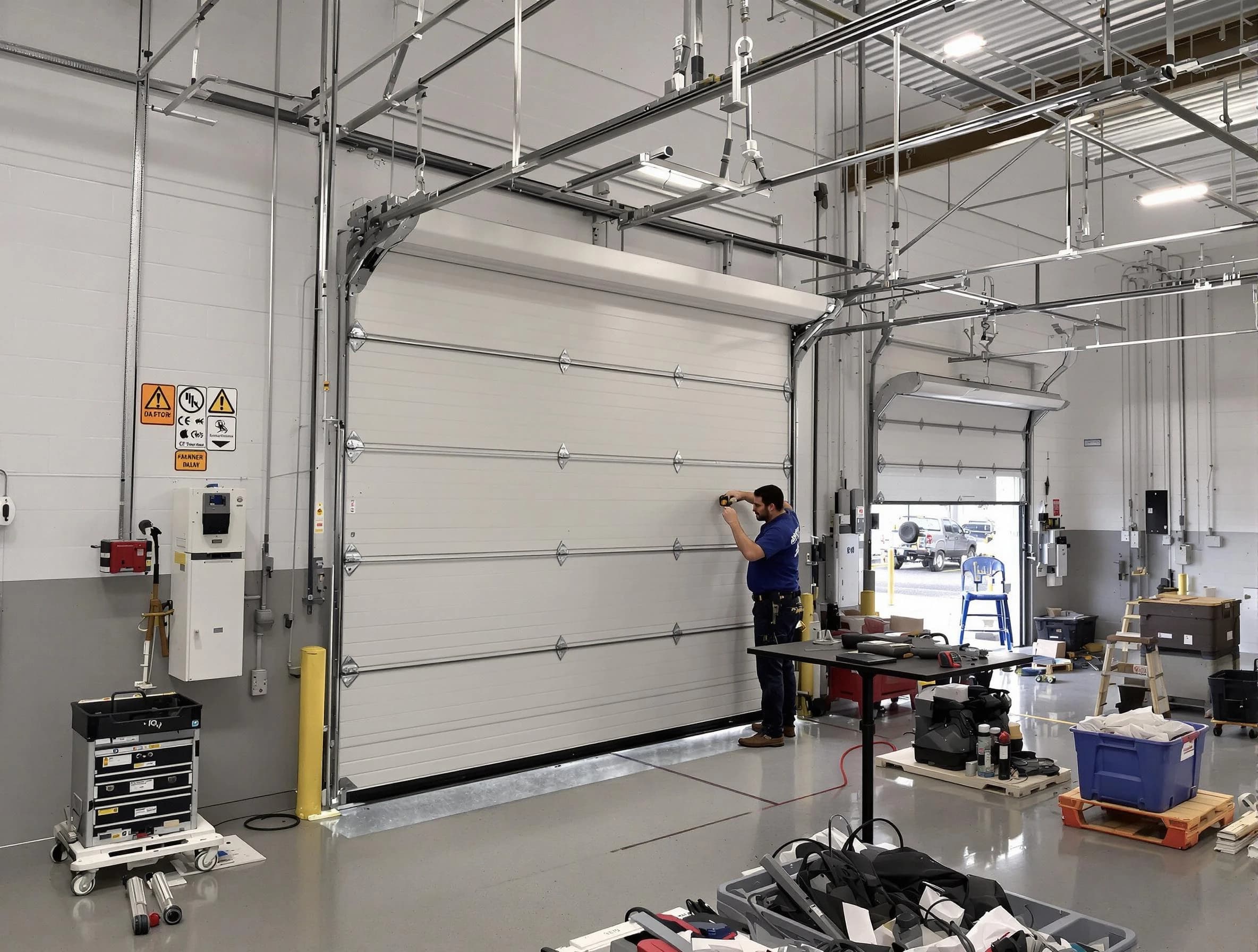 Commercial garage door repair being performed by Perth Amboy Garage Door Repair expert in Perth Amboy