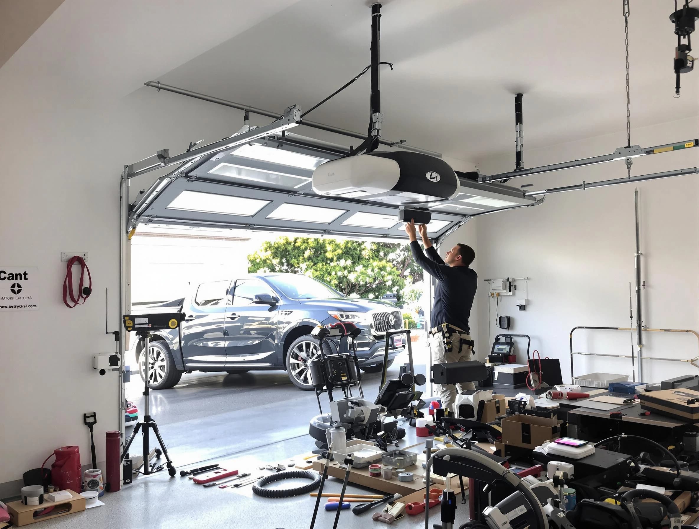 Perth Amboy Garage Door Repair specialist installing smart garage door opener system in Perth Amboy home