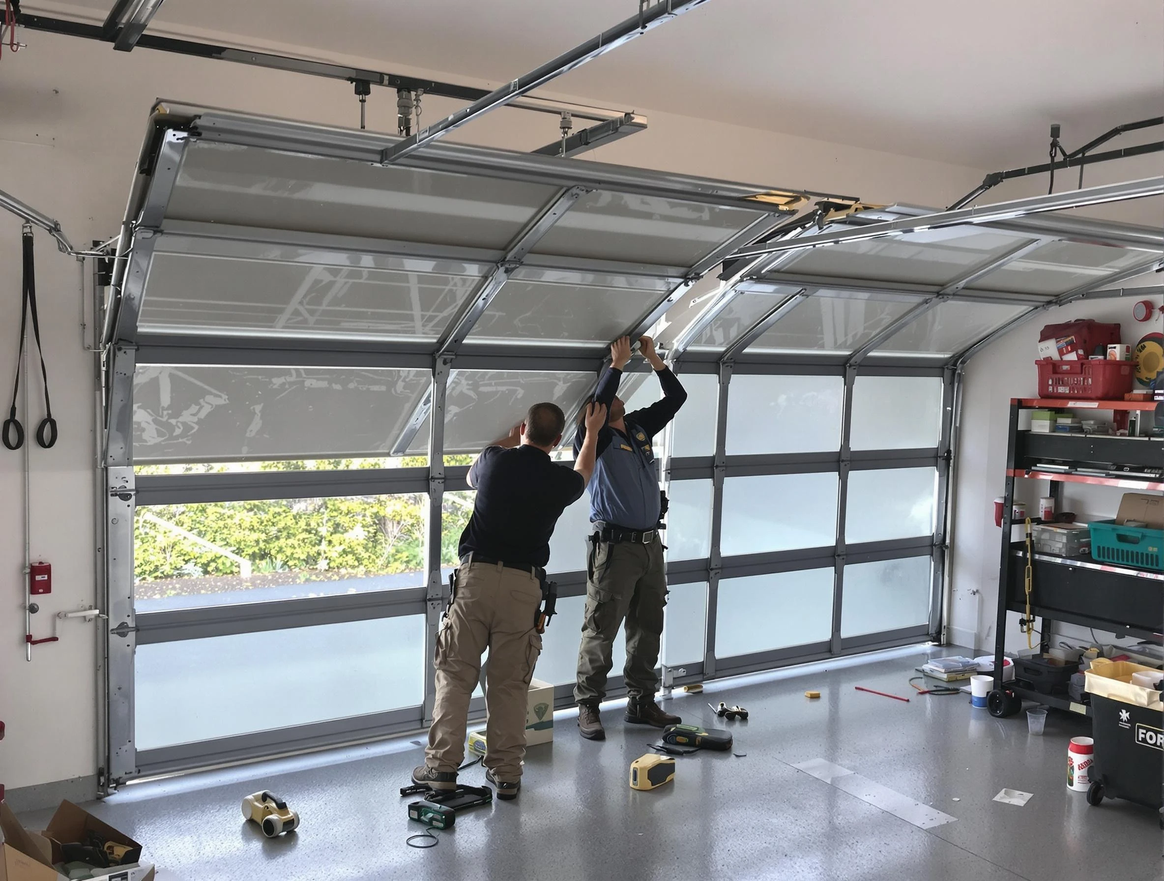 Perth Amboy Garage Door Repair expert performing precise panel replacement on Perth Amboy garage door