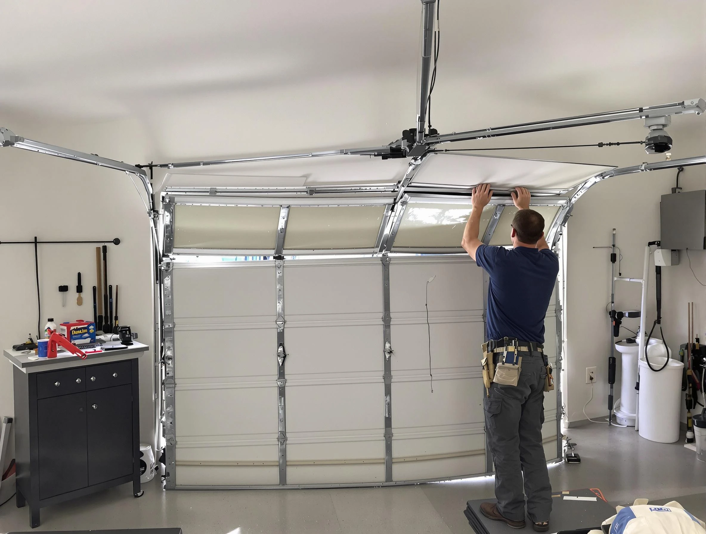 Perth Amboy Garage Door Repair specialist performing precise section replacement on Perth Amboy garage door